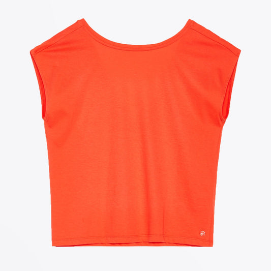 - Cotton Back V-Neck Top - Orange