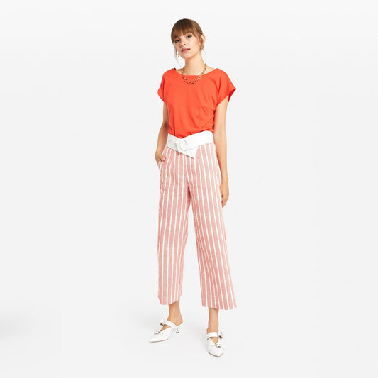 - Cotton Back V-Neck Top - Orange