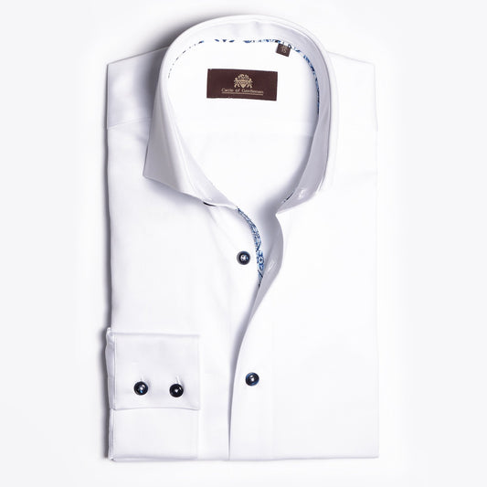 - Dimitri - Print Trim Insert Shirt - White