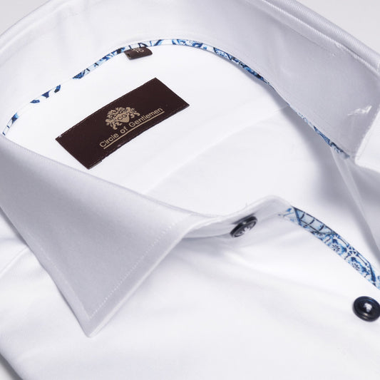 - Dimitri - Print Trim Insert Shirt - White