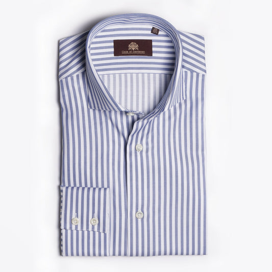 - Densley - Woven Stripe Shirt - Blue/White