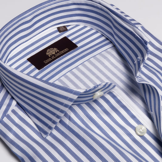 - Densley - Woven Stripe Shirt - Blue/White