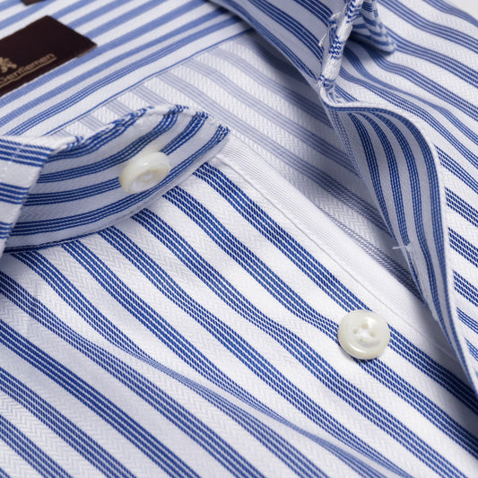 - Densley - Woven Stripe Shirt - Blue/White