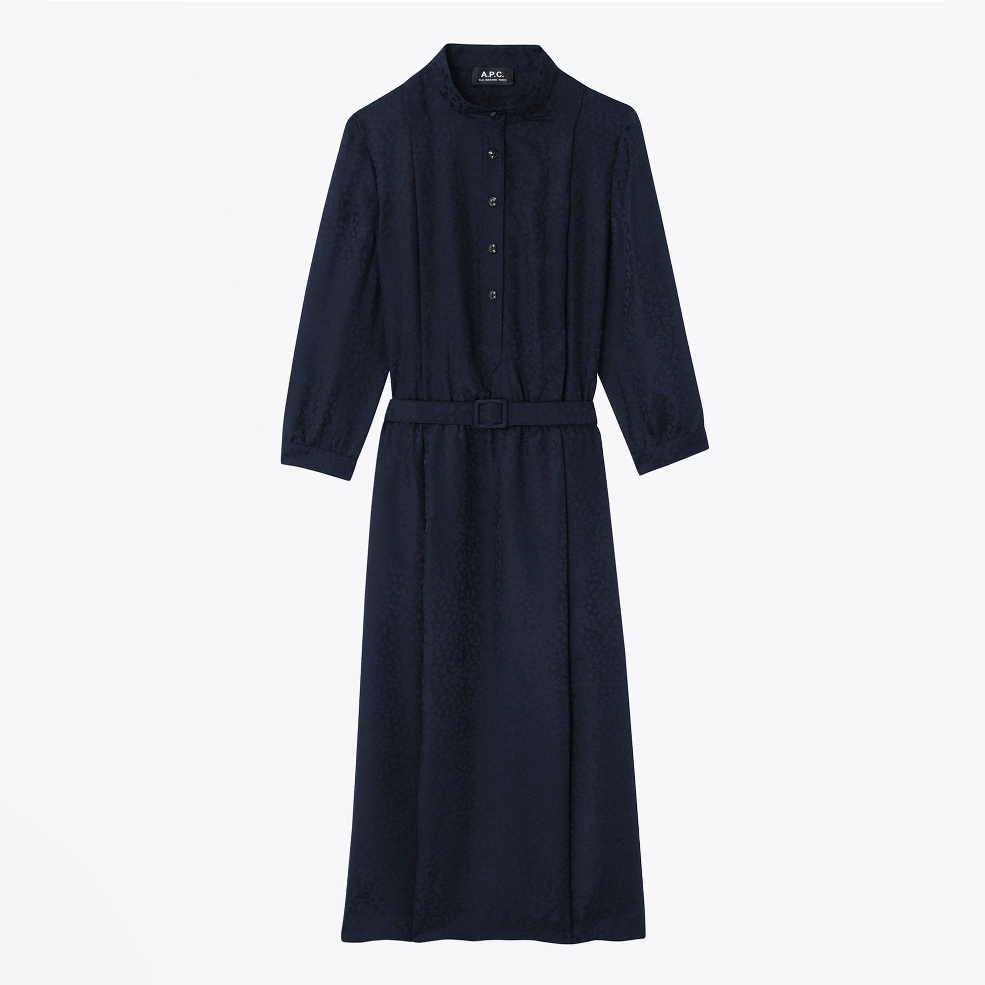 A.P.C. Marion Jacquard Silk Dress - Navy