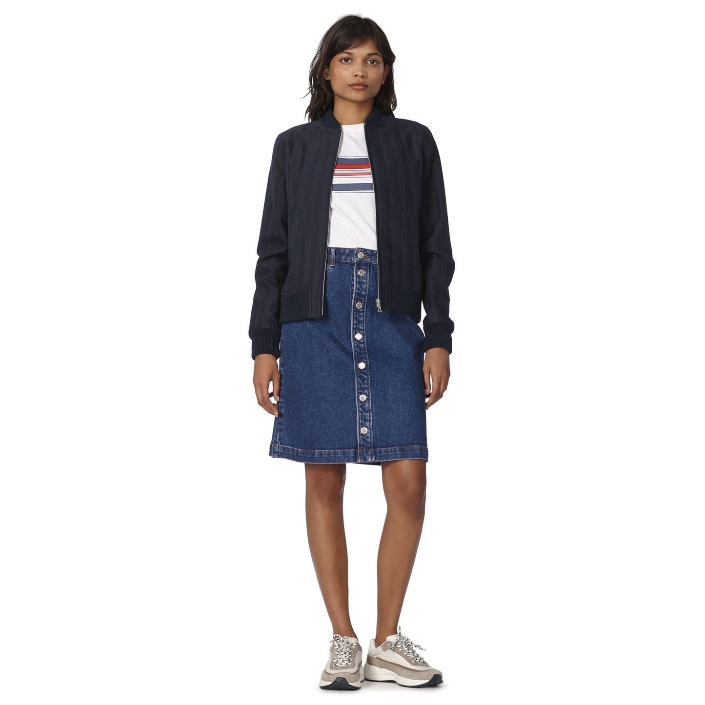 Norma Herringbone Jacket - Navy