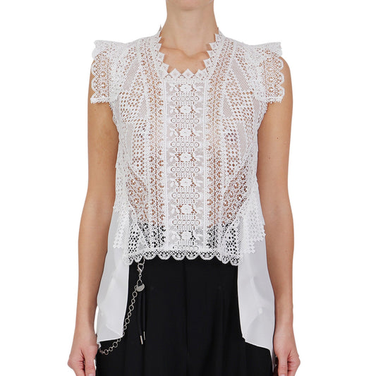 - Finesse Tech Lace Georgette Top - Ivory