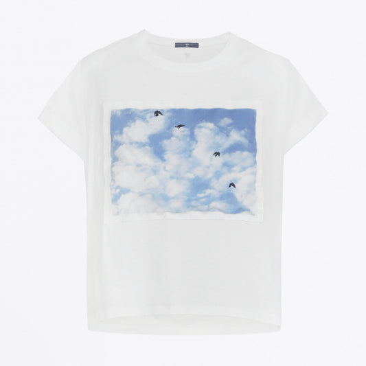 - Sky-Light Print T-Shirt - White