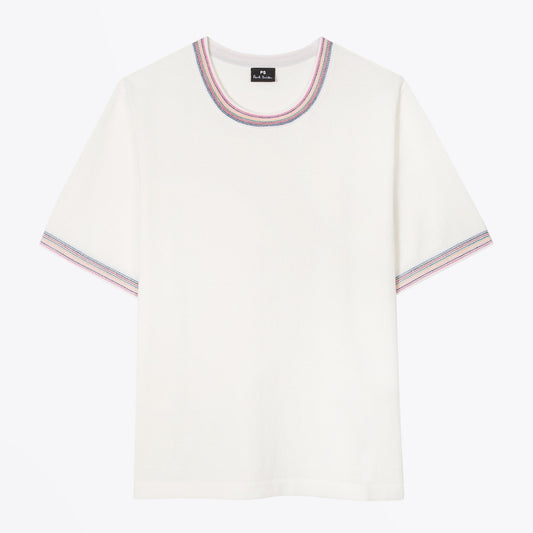 - Stripe Trim Knit - White