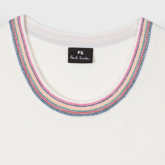 - Stripe Trim Knit - White