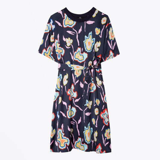 Heat Map Printed Dress - Navy