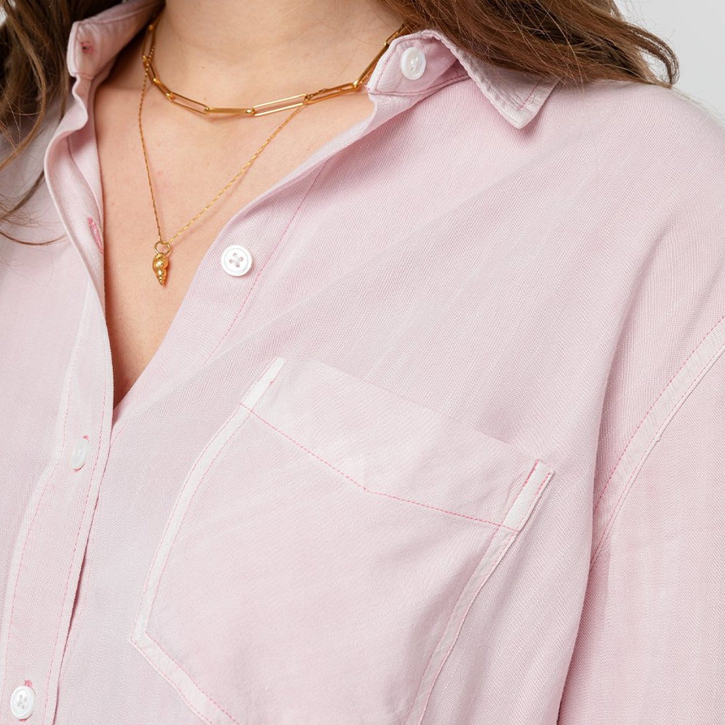Ingrid Raw Shirt - Dusty Rose