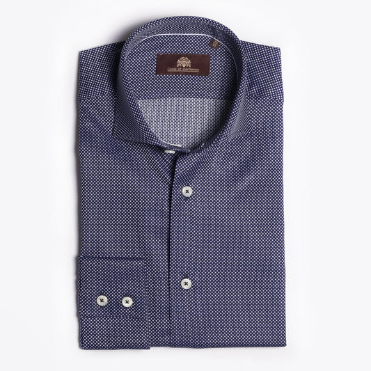 - Daley Jacquard Spots Shirt - Navy