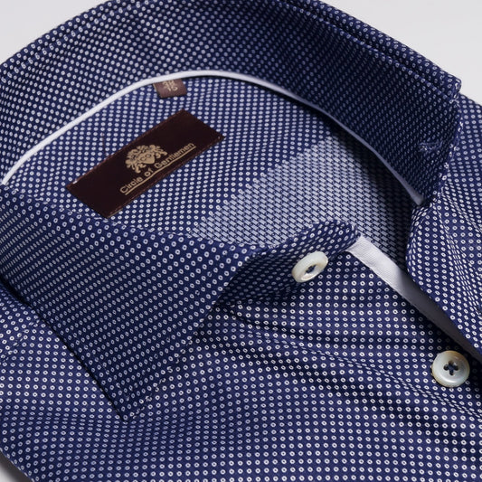 - Daley Jacquard Spots Shirt - Navy