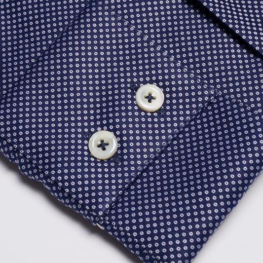 - Daley Jacquard Spots Shirt - Navy