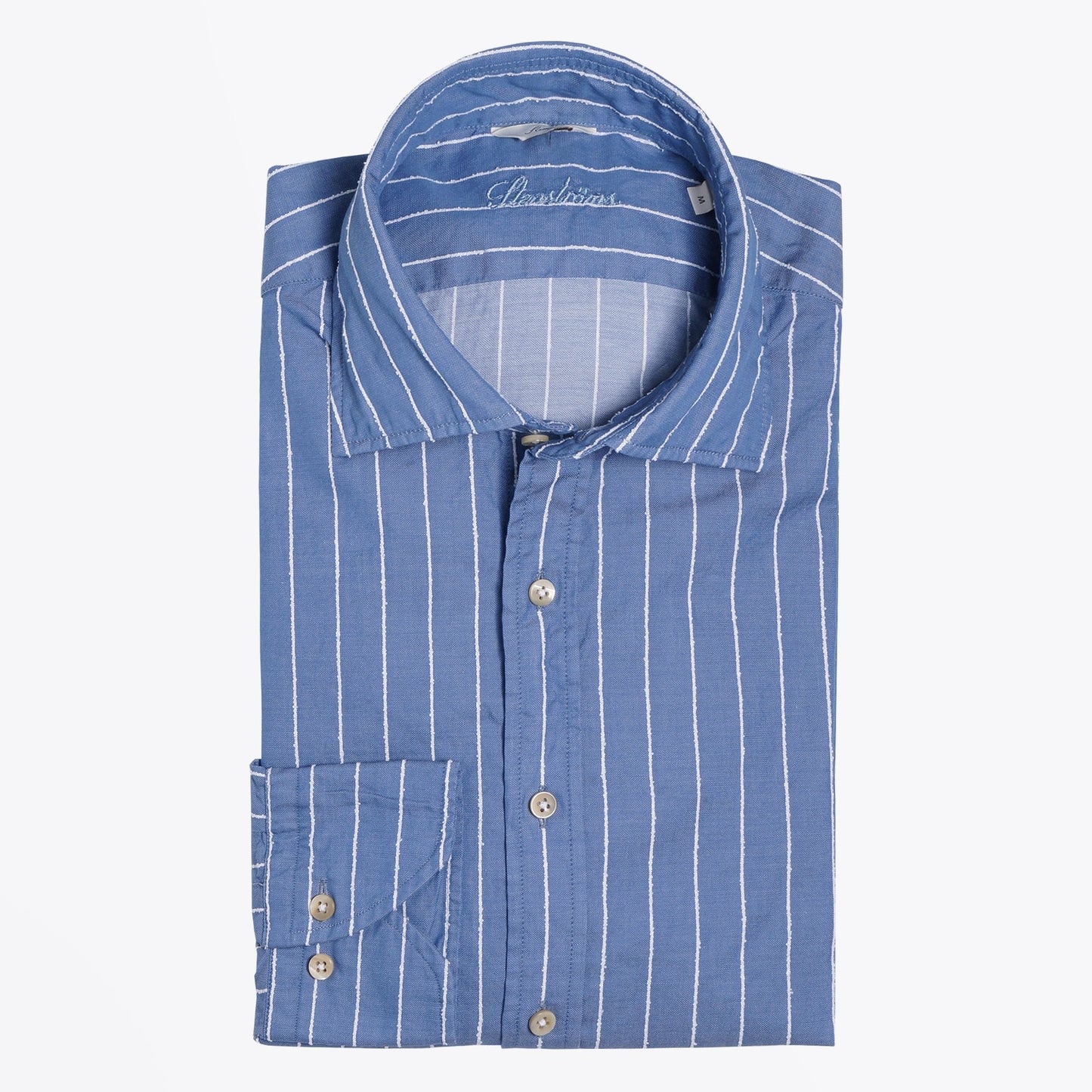 - Embroidered Stripe Shirt - Blue