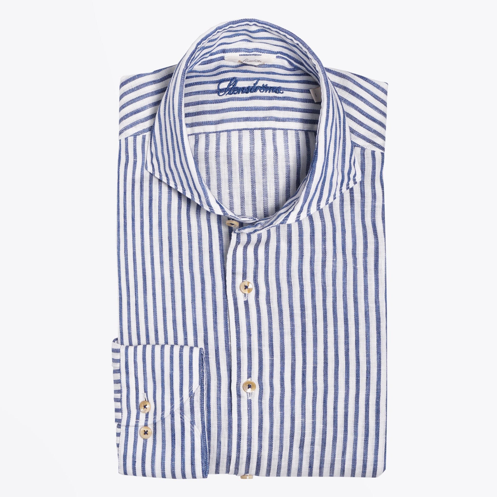 Stenstroms Linen Stripe Shirt - Blue/White