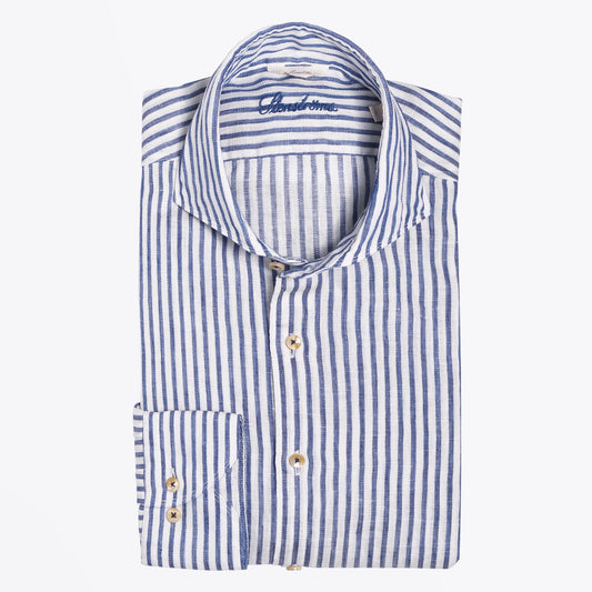 Linen Stripe Shirt - Blue/White