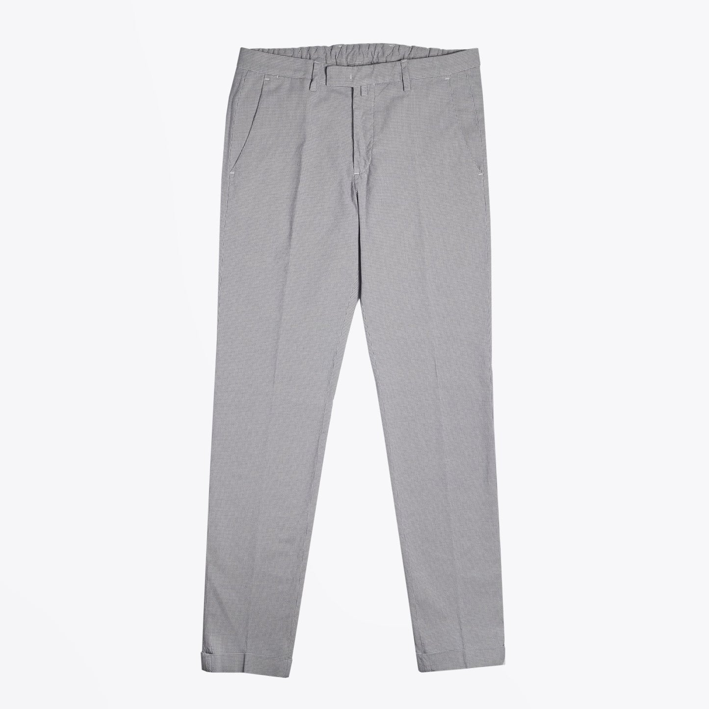 - Dogtooth Check Trousers - White/Blue