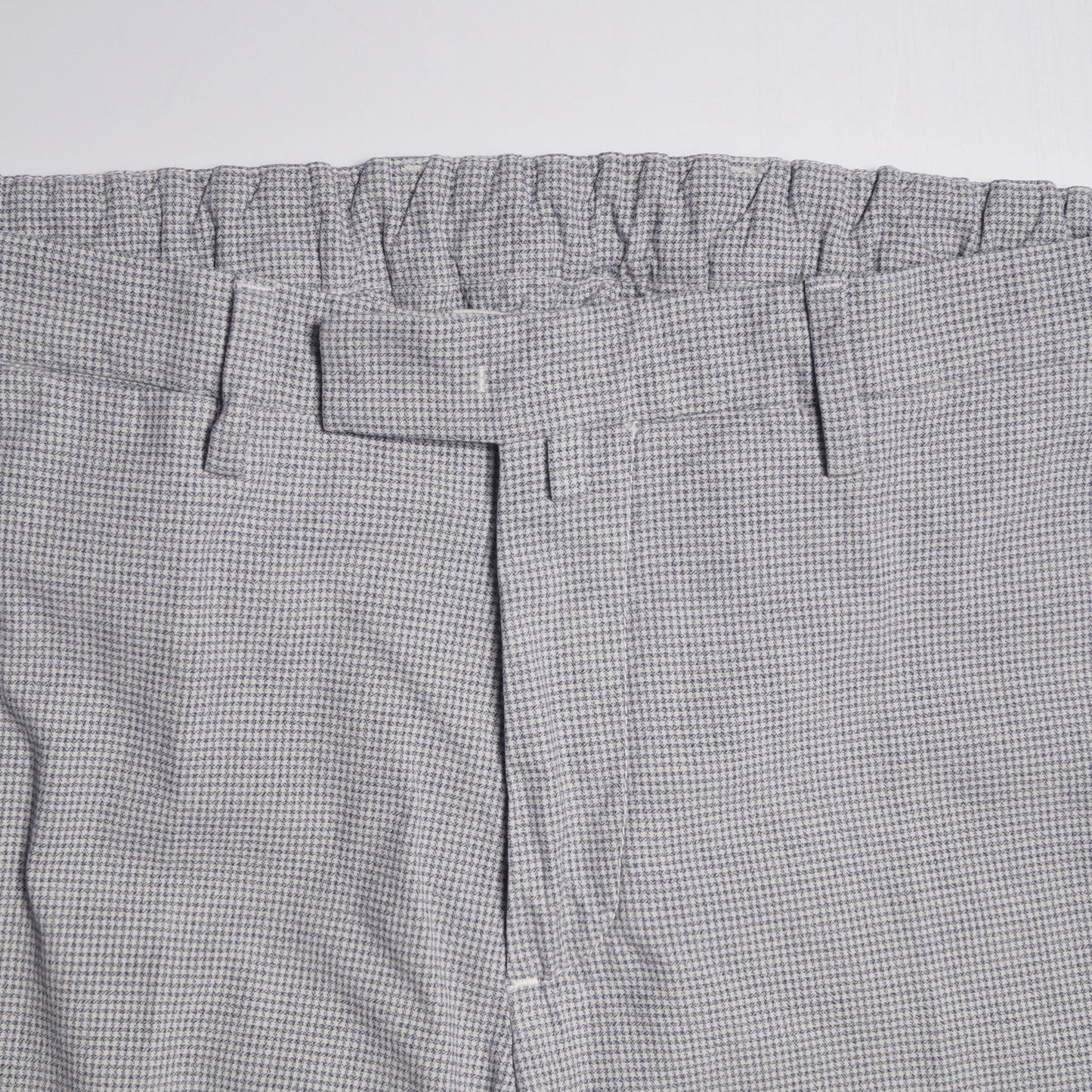 - Dogtooth Check Trousers - White/Blue