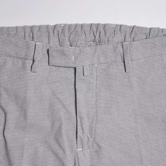 - Dogtooth Check Trousers - White/Blue