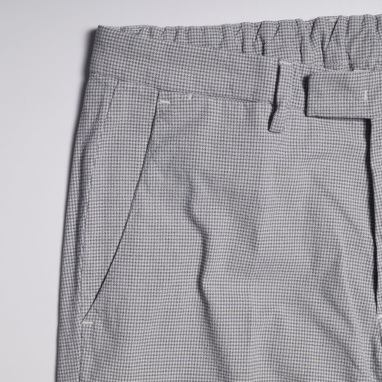 - Dogtooth Check Trousers - White/Blue