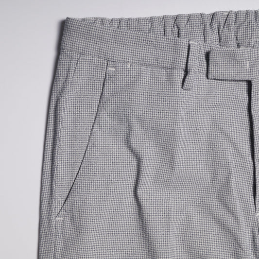 - Dogtooth Check Trousers - White/Blue