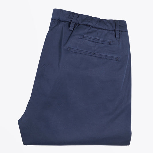 - Washed-Effect Elasticated Chinos - Navy Blue