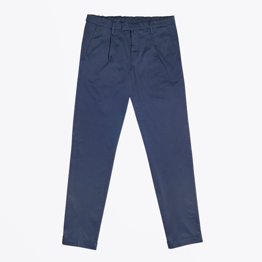- Washed-Effect Elasticated Chinos - Navy Blue
