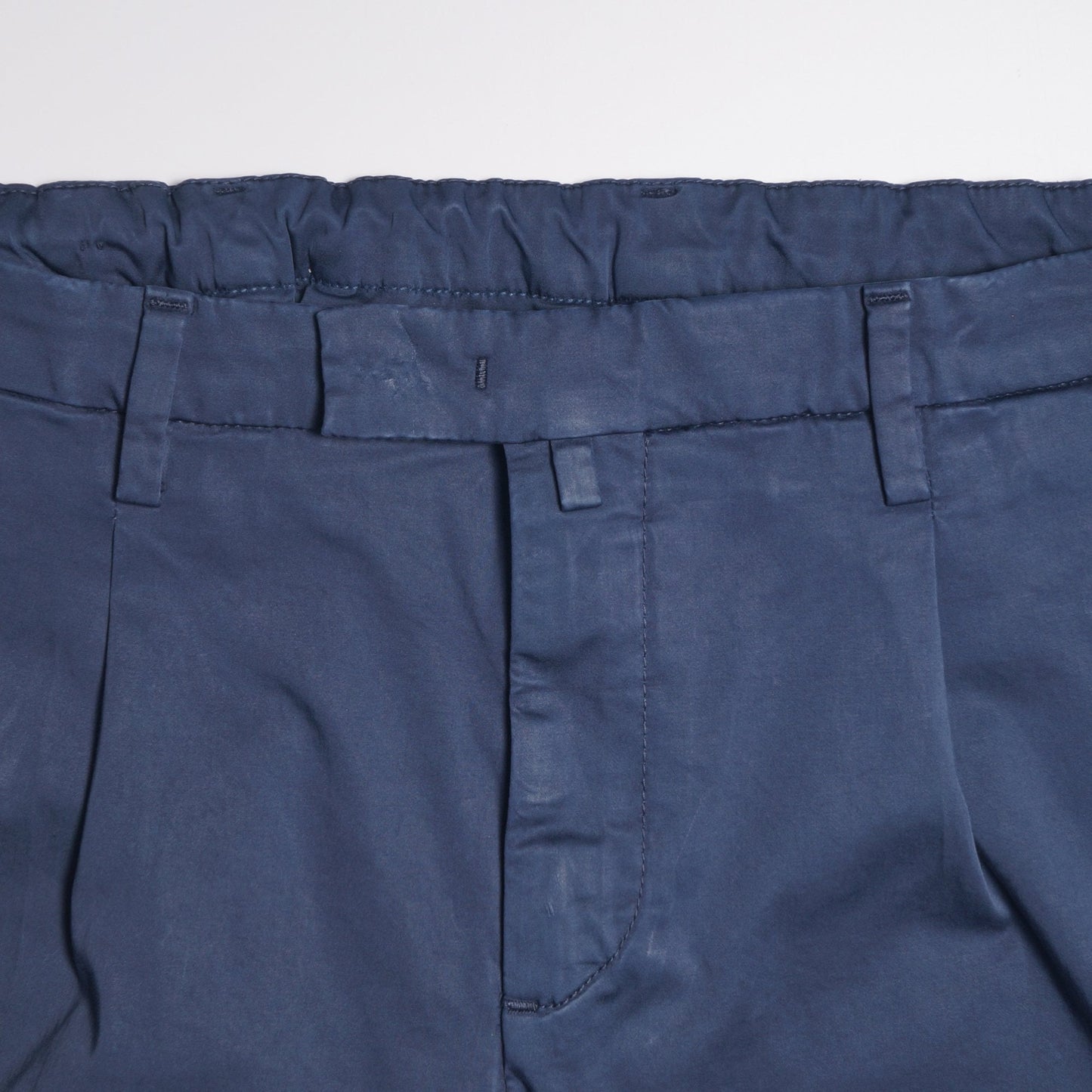 - Washed-Effect Elasticated Chinos - Navy Blue