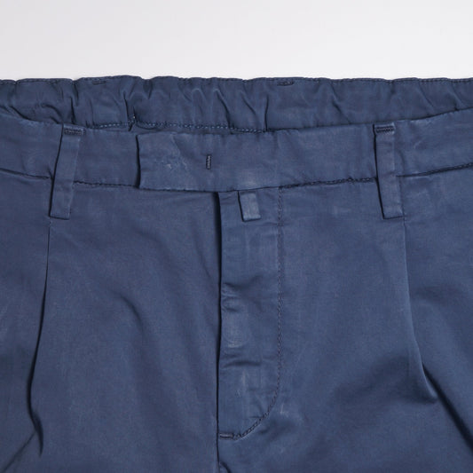 - Washed-Effect Elasticated Chinos - Navy Blue