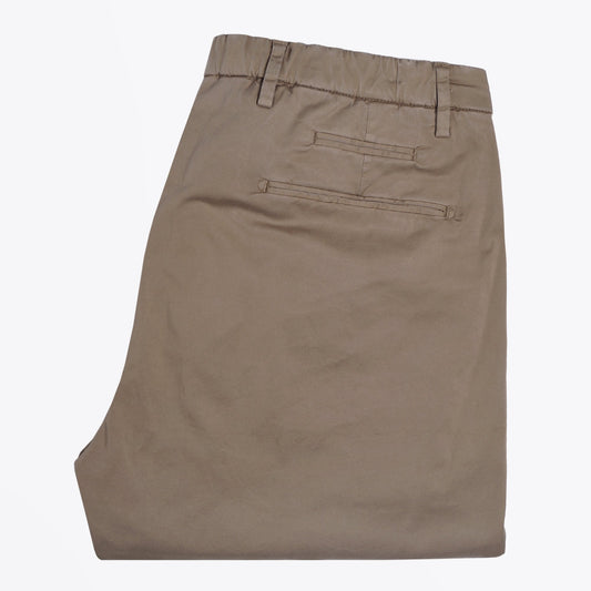 - Washed-Effect Elasticated Chinos - Olive