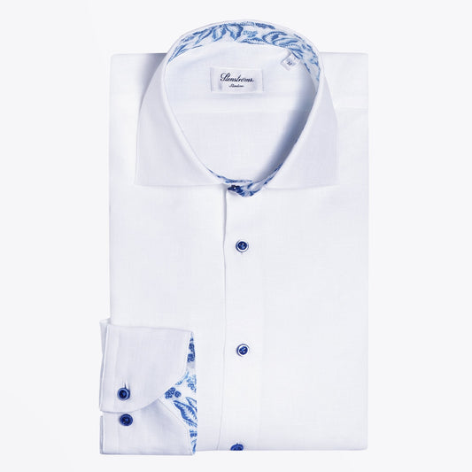 Linen Pattern Inlay Shirt - White