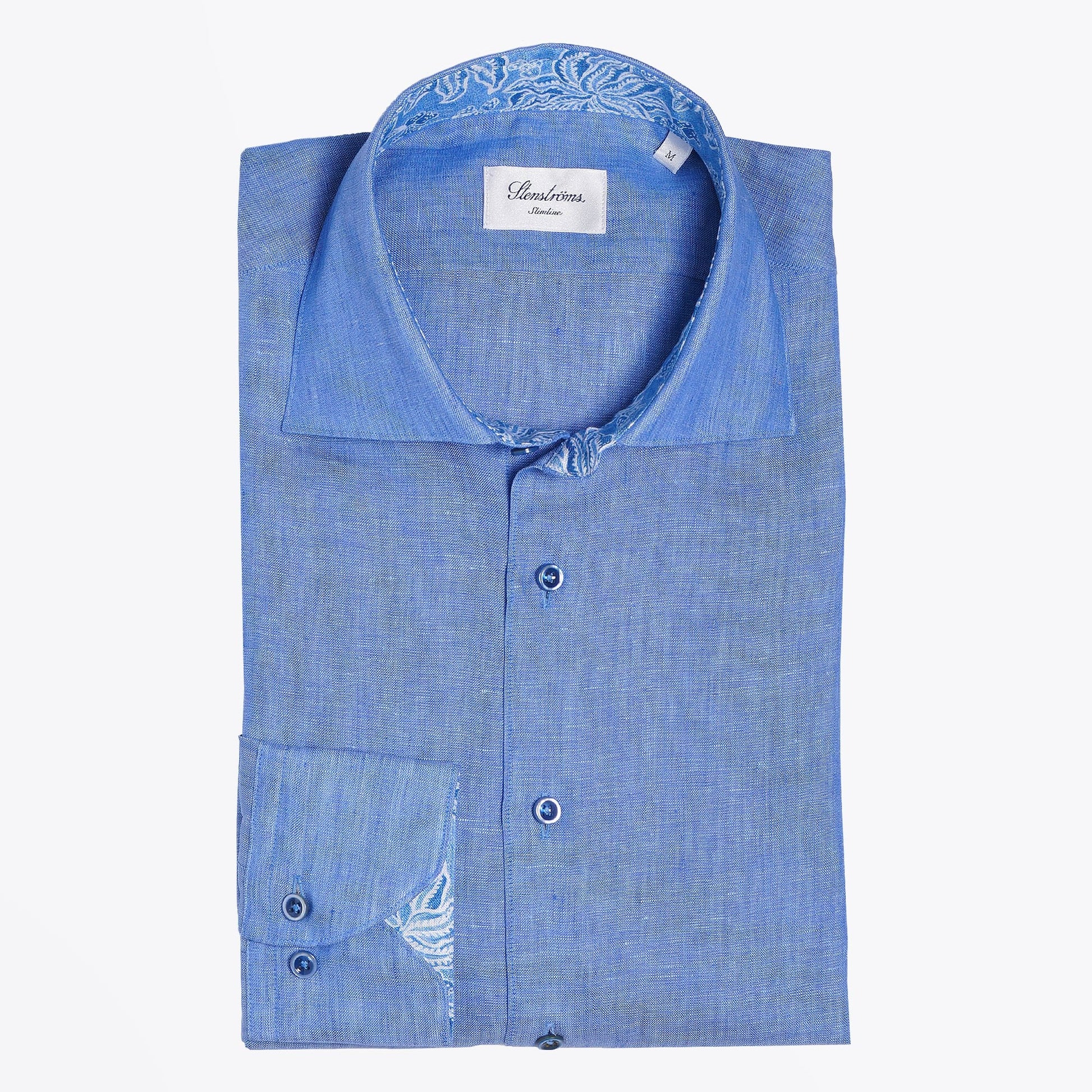 Stenstroms Linen Pattern Inlay Shirt - Blue