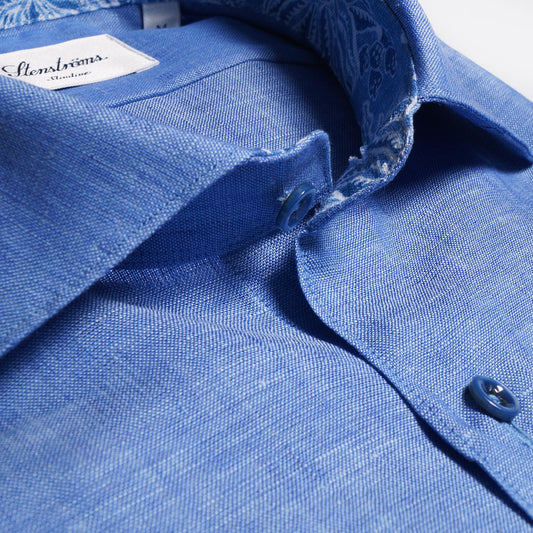 Linen Pattern Inlay Shirt - Blue