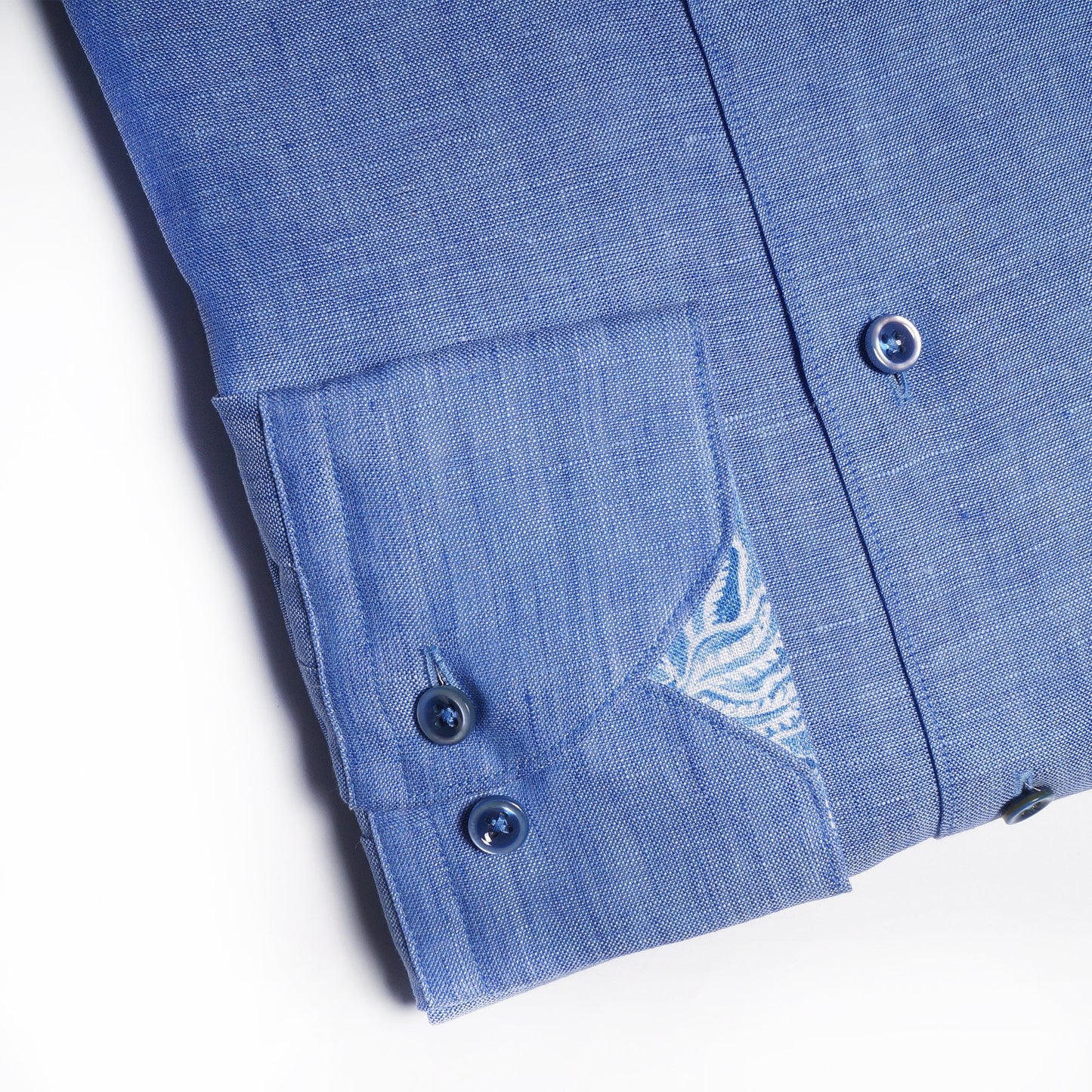 Linen Pattern Inlay Shirt - Blue