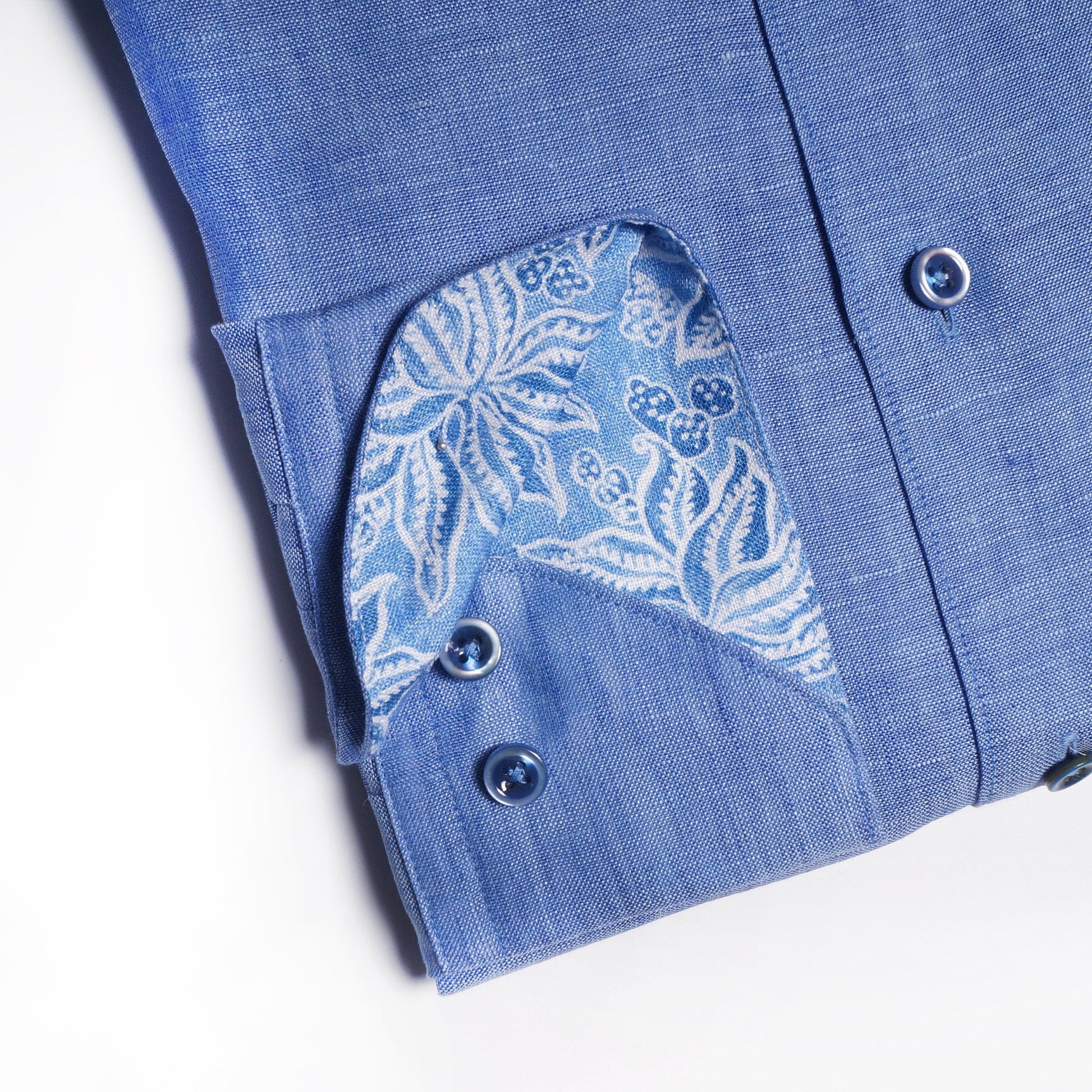 Stenstroms Linen Pattern Inlay Shirt - Blue