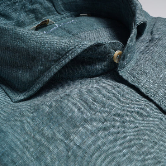 Linen Two-Tone Shirt - Green