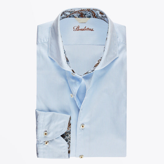 - Cotton Pinstriped Shirt - Blue/White