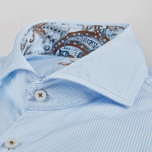 - Cotton Pinstriped Shirt - Blue/White
