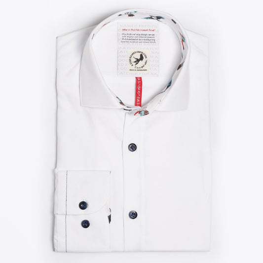 - Bird Trim Insert Shirt - White