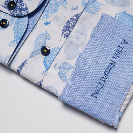 - Fish Print Shirt - Blue/White