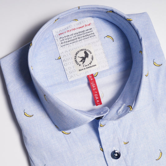 - Yellow Peppers Print Shirt - Blue