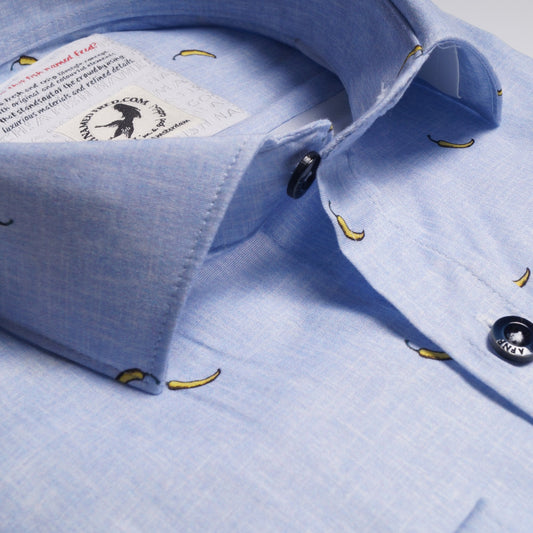 - Yellow Peppers Print Shirt - Blue