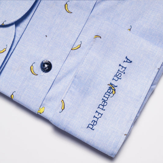 - Yellow Peppers Print Shirt - Blue