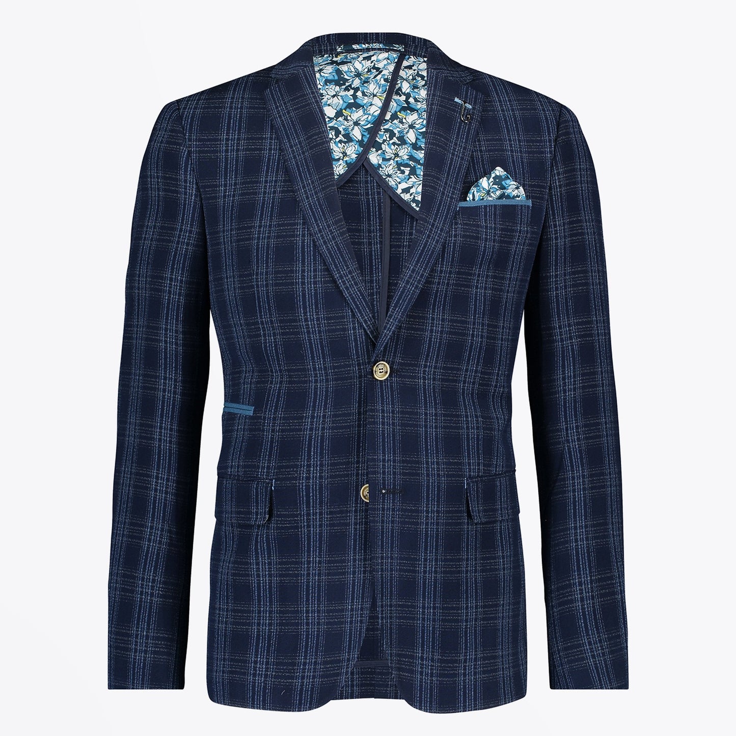 - Seersucker Checked Blazer - Navy