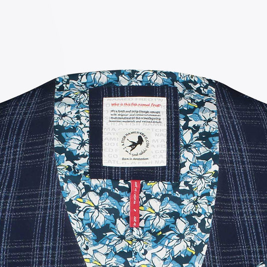 - Seersucker Checked Waistcoat - Navy