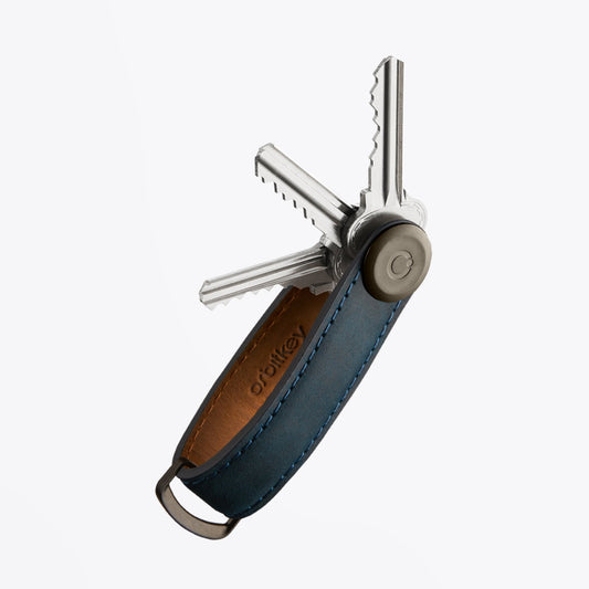 Leather Key Organiser - Blue