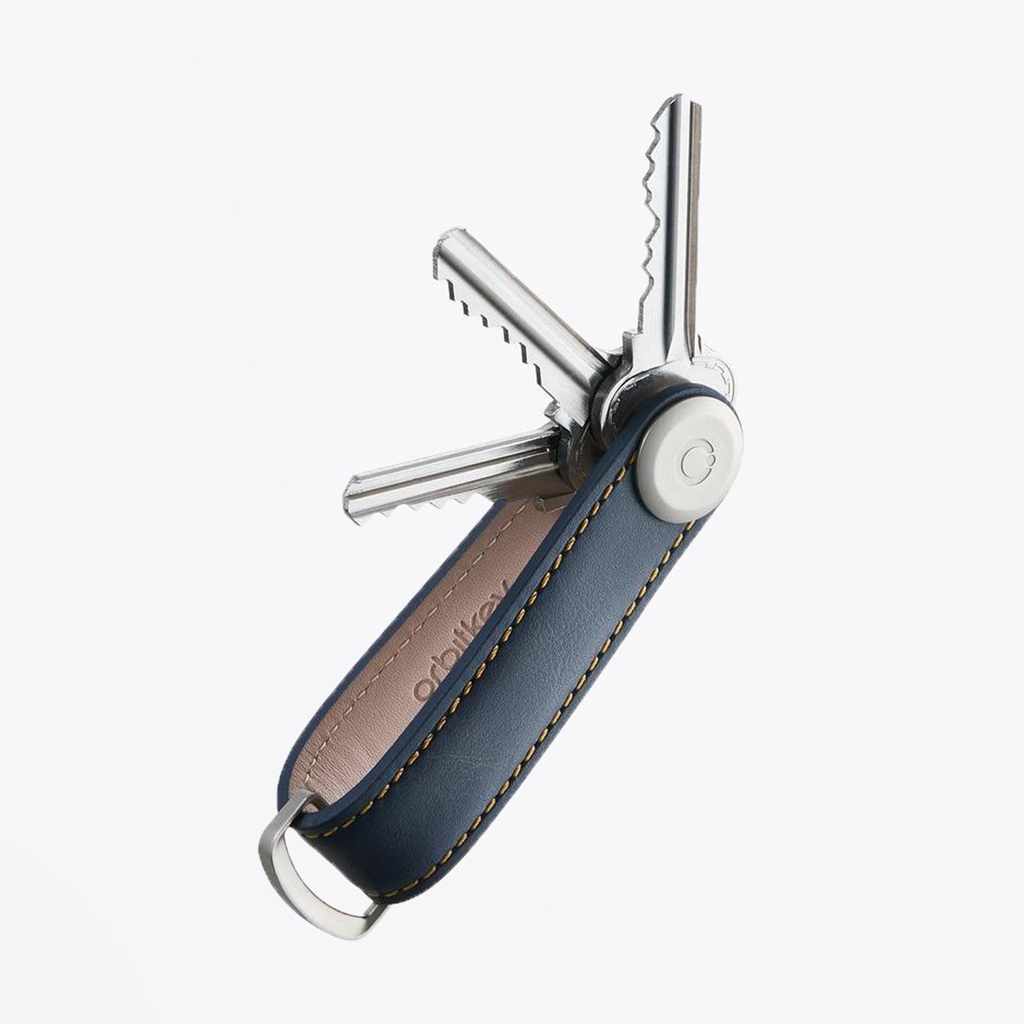 - Smooth Leather Key Organiser - Navy/Tan