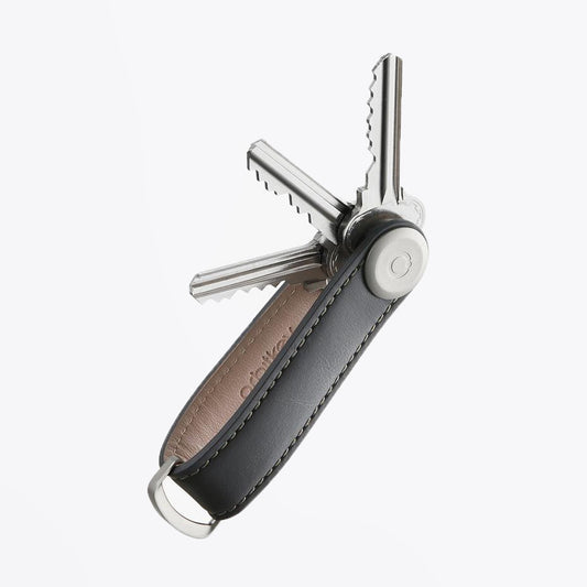 - Smooth Leather Key Organiser - Charcoal Grey