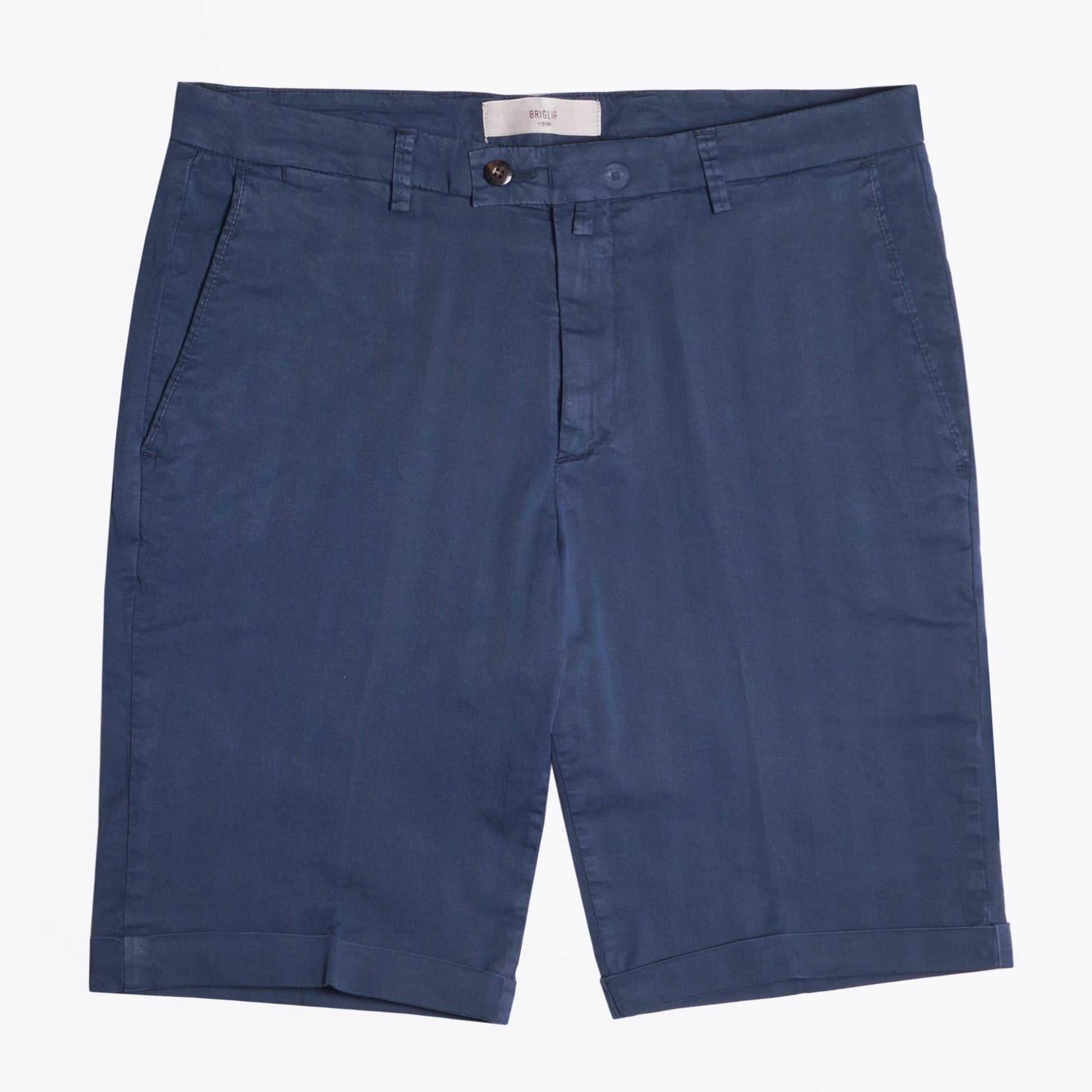 Briglia Navy Shorts With Tonal Stripe And Turn Up
